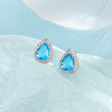 Super Flash Blue Water Drop Ear Studs French – Small Gift Ideas — 3