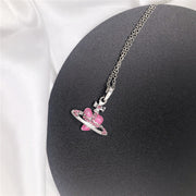 Classic Full Diamond Simple Shiny Saturn Pendant – Jewelry Gift Ideas — 14
