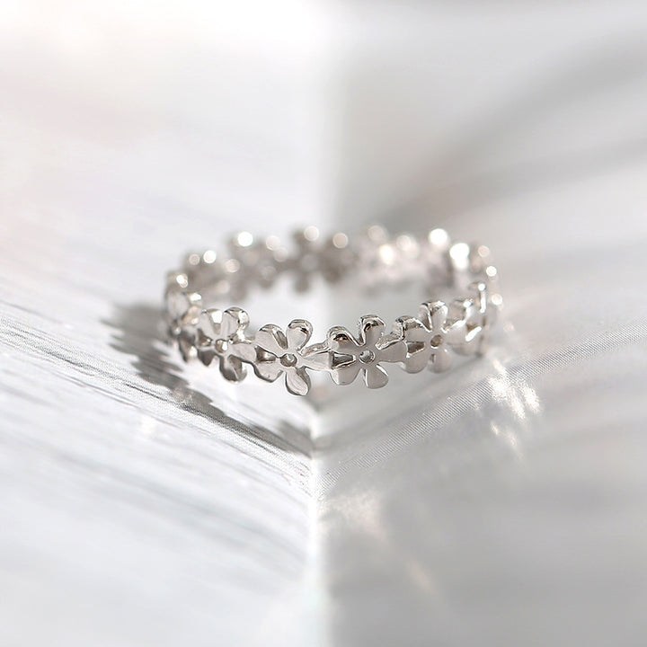 Lovely quality flower hollow plain silver ring – Useful Gifts — 1