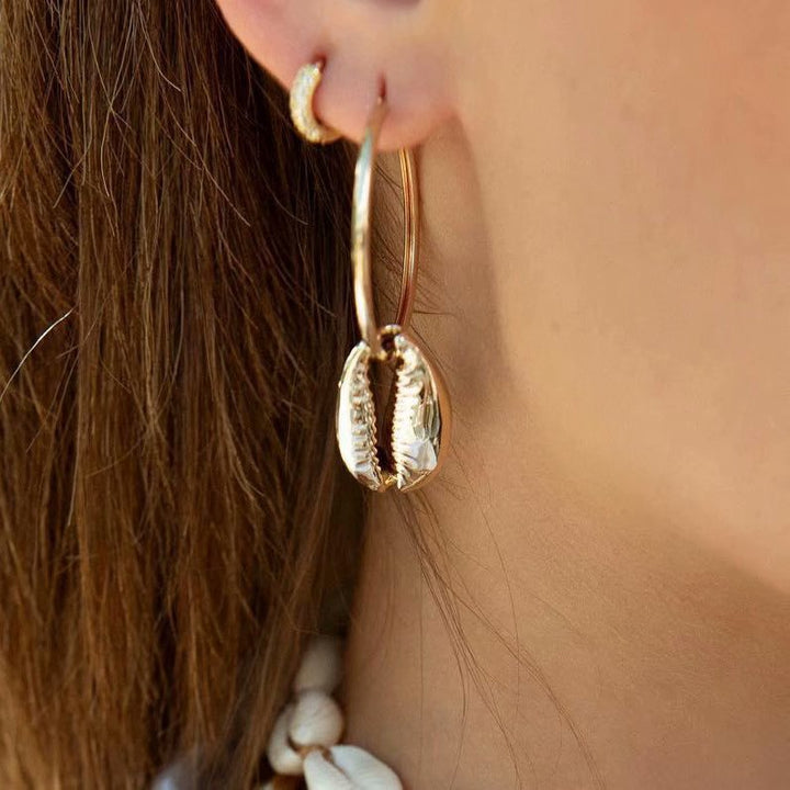 Simple Shell Earrings Geometric Circle – Special Occasion Gifts — 1