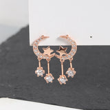 Pentagram Moon with Zircon Earrings – Everyday Gifts — 8