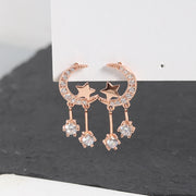 Pentagram Moon with Zircon Earrings – Everyday Gifts — 8