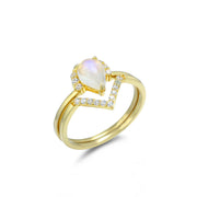 S925 Sterling Silver Moonstone Ring V Shaped – Small Gift Ideas — 1