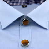 Illegal Button Men's Round Carbon Fiber Cufflink – Gifts for Him — 8