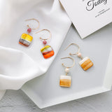 Geometric square colored striped square earrings – Practical Gifts — 2