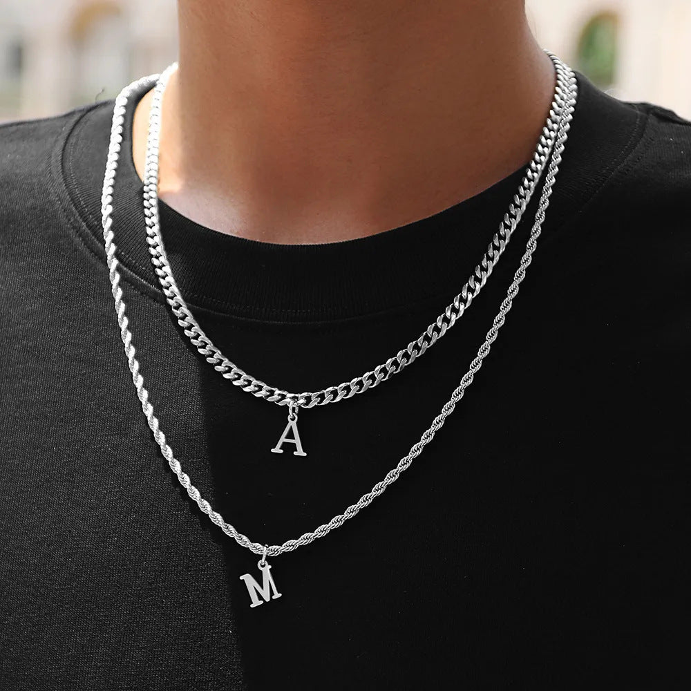 Titanium Steel 26 Letter Necklace Hip Hop Style – Jewelry Gift Ideas — 1