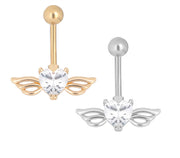 Love Wings Belly Button Ring Love Heart Zircon – Gifts for Couples — 4