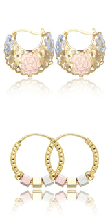 Hollow Rosette Earrings With Gold Contrast – Special Occasion Gifts — 2