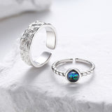 Couple's Sterling Silver Pair Versatile Glass Ring – Gifts for Couples — 7