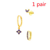 Women's Floral Clover Stacked Earrings Set – Gifts for Her — 2