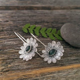 Ancient Silver Lotus Emerald Earrings – Everyday Gifts — 6