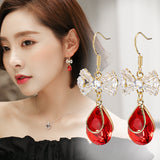 Short Festive Red Pearl Frosted Bead Earrings – Stylish Gifts — 7