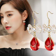 Short Festive Red Pearl Frosted Bead Earrings – Stylish Gifts — 7