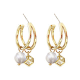 Korean Pearl Zircon Exaggerated Fashion Hoop Earrings – Stylish Gifts — 3