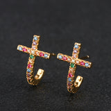 Cross colored zircon earrings – Thoughtful Gifts — 2