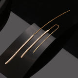 Sterling Silver Line Women's Zircon Earrings – Gifts for Her — 3