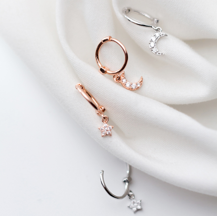Asymmetrical Star Moon Sweet Earrings – Surprise Gifts — 1