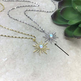 Boho Synthetic Opal Necklace Gold Sun God – Jewelry Gift Ideas — 3