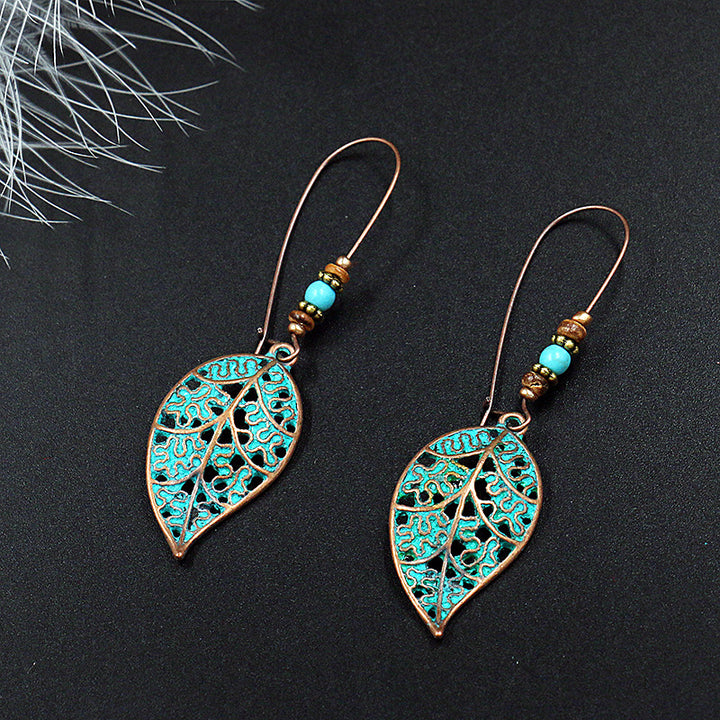 Fashion Retro Hollow Leaf Alloy Earrings Long – Stylish Gifts — 1