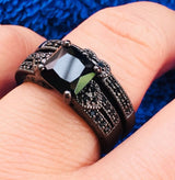 Love heart black gold two-piece ring – Gifts for Couples — 2