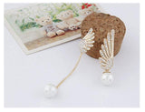 Wings Pearl Stud Earrings Asymmetrical Tassel Long – Birthday Gifts — 2