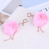 Fashion Fur Ball Realistic Flamingo Elegant Earrings – Stylish Gifts — 3