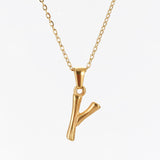 Hip Hop Bamboo 18K Stainless Steel Letter Pendant – Jewelry Gift Ideas — 3