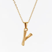 Hip Hop Bamboo 18K Stainless Steel Letter Pendant – Jewelry Gift Ideas — 3