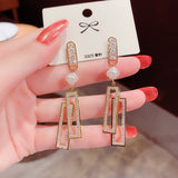 Fashion Rectangular Zircon Long Earrings Women – Stylish Gifts — 3