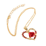 Diamond Zircon Red Rose Love Heart Pendant Short – Jewelry Gift Ideas — 3