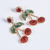 Personality Exaggerated Cherry Alloy Diamond Earrings – Everyday Gifts — 2