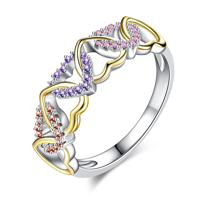 Popular Color Micro Inlay Heart-Shaped Ring – Practical Gifts — 1