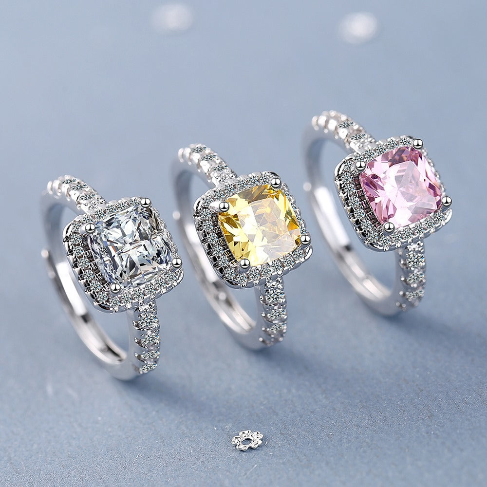 Ring Female Square Zirconium Diamond Wide Surface – Gifts for Her — 1