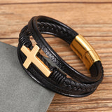Multi-layer Braided Stainless Steel Cross Men's – Jewelry Gift Ideas — 3