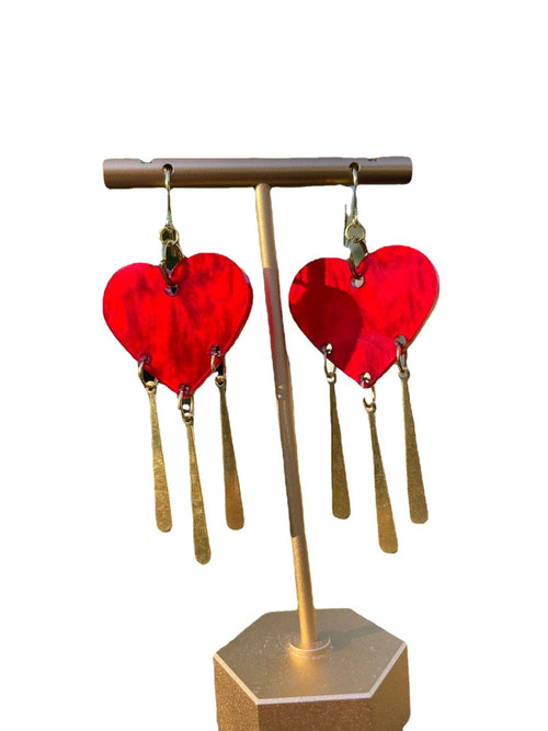 Acrylic Dream Red Stone Heart Earrings – Special Occasion Gifts — 2