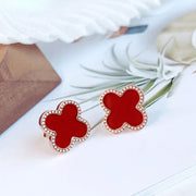 Simple Titanium Steel Four Leaf Clover Earrings For Girls – Gift Ideas — 5