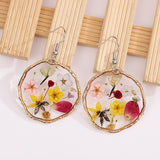Gold Flower Drop Glue Dried Flower Earrings – Stylish Gifts — 2