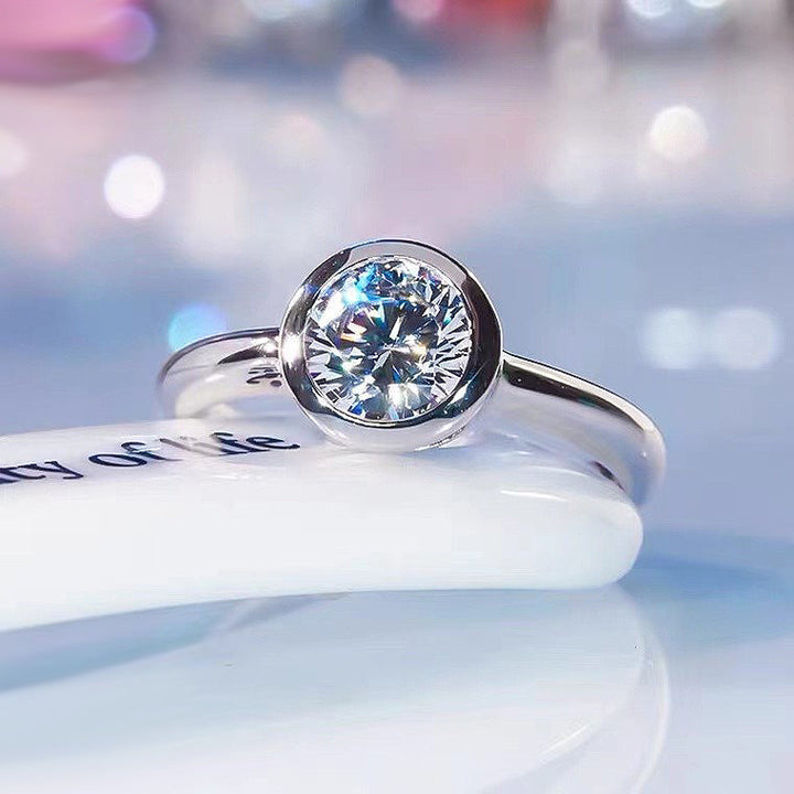 925 Silver 7mm Round White Diamond Ice Flower Cut – Gifts for Couples — 1