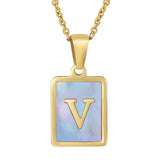 Titanium Steel 26 English Letter Necklace Blue – Jewelry Gift Ideas — 18
