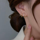 Women's Minimalist Zircon Inlaid Copper Earrings – Gifts for Her — 5