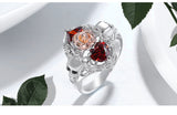 Rose Skull Ring Heart Shape Red Zircon Punk Ring – Stylish Gifts — 4