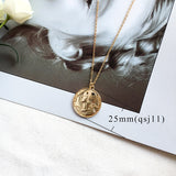 Simple Vintage Carved Coin Pendant Necklace – Jewelry Gift Ideas — 7