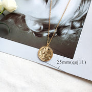 Simple Vintage Carved Coin Pendant Necklace – Jewelry Gift Ideas — 7