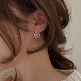 French Geometric Round Zircon Pearl Earrings – Practical Gifts — 3