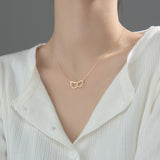 Double Heart Interlocking Titanium Steel Necklace – Jewelry Gift Ideas — 4
