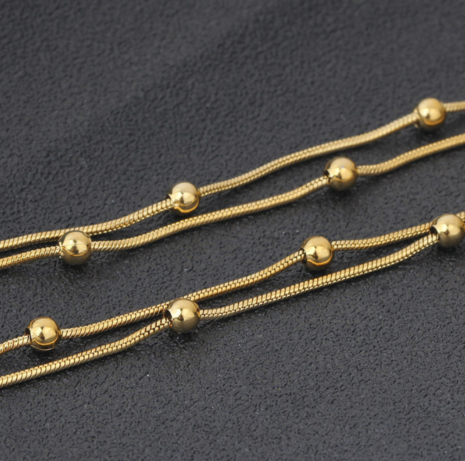 Round Snake Chain Beads Necklace – Jewelry Gift Ideas — 1