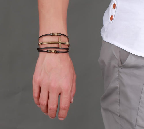 Cowhide cross bracelet – Jewelry Gift Ideas — 1