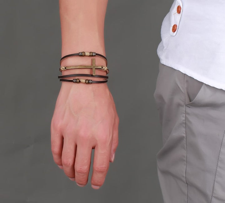 Cowhide cross bracelet – Jewelry Gift Ideas — 1