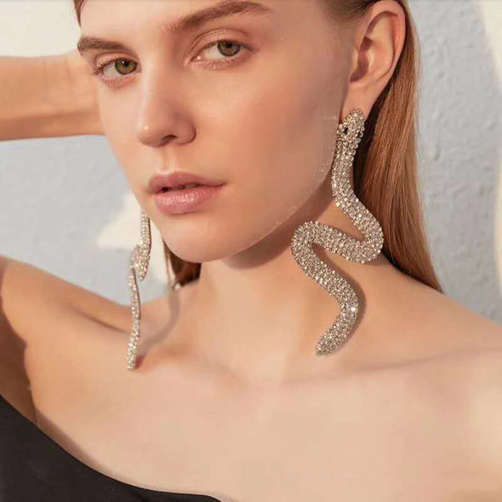 Exaggerated Burst Full Of Diamond Snake Earrings – Holiday Gift Ideas — 1