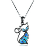 Two Aqua Blue Diamonds + Blue Opal Cat Pendant – Jewelry Gift Ideas — 2